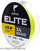 Леска плетеная Salmo Elite х4 BRAID 125м, 0,17мм, 7,3кг Fluo Yellow 